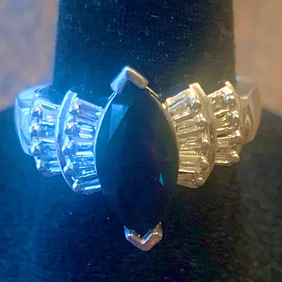 Diamond Sapphire/ Ring. 14k over SS - Picture 3 of 5